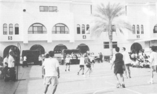 Students playing sports at the first campus of Abu Dhabi International School in the 1990s
