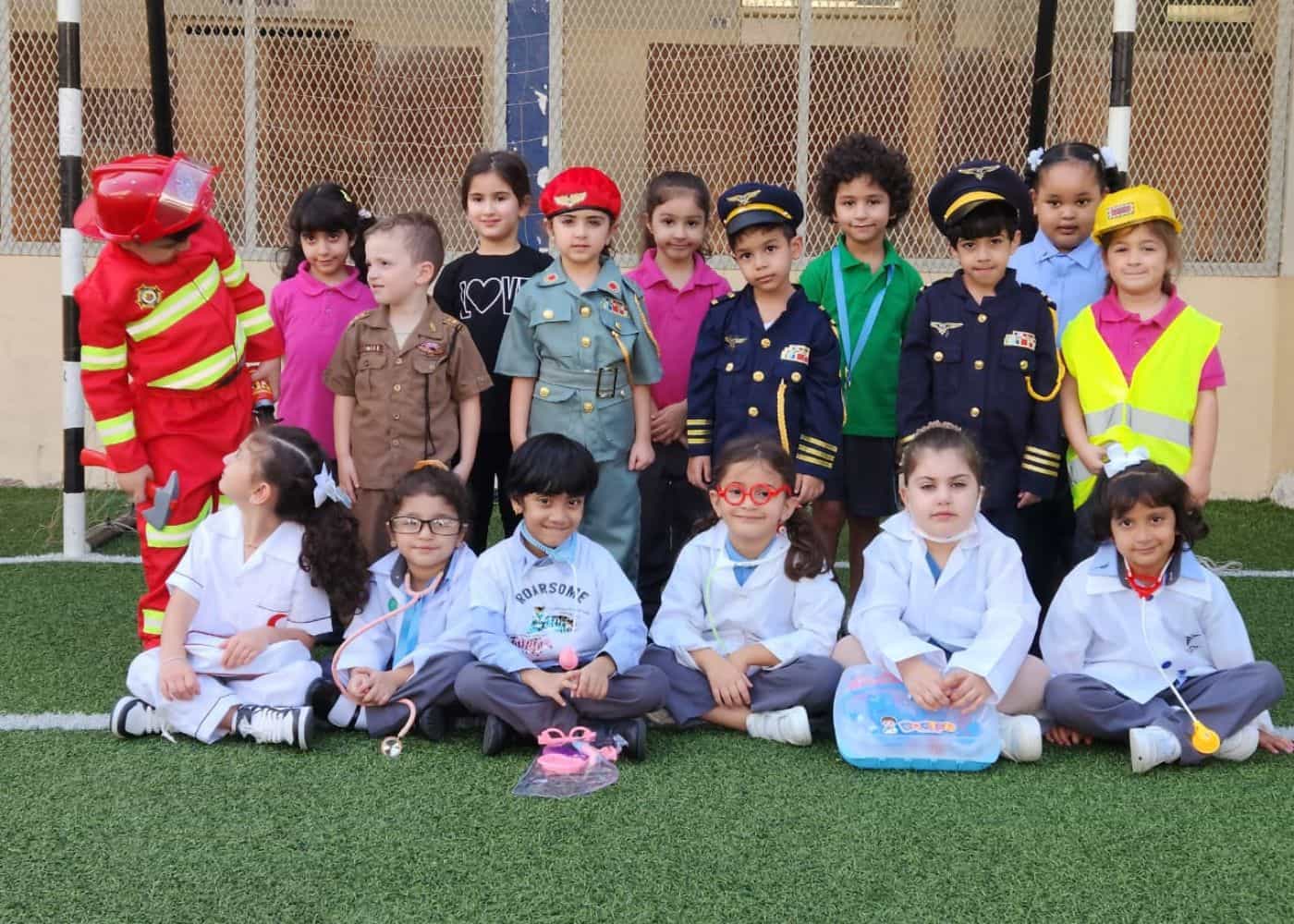 Kindergarten students of Abu Dhabi International School at the Community Helpers event