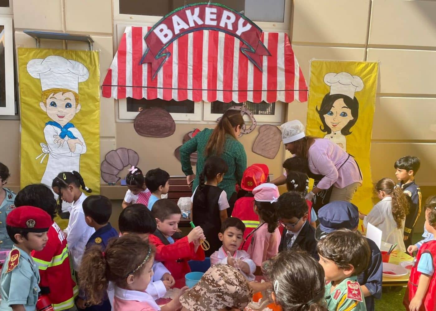 Kindergarten students of Abu Dhabi International School at the Community Helpers event