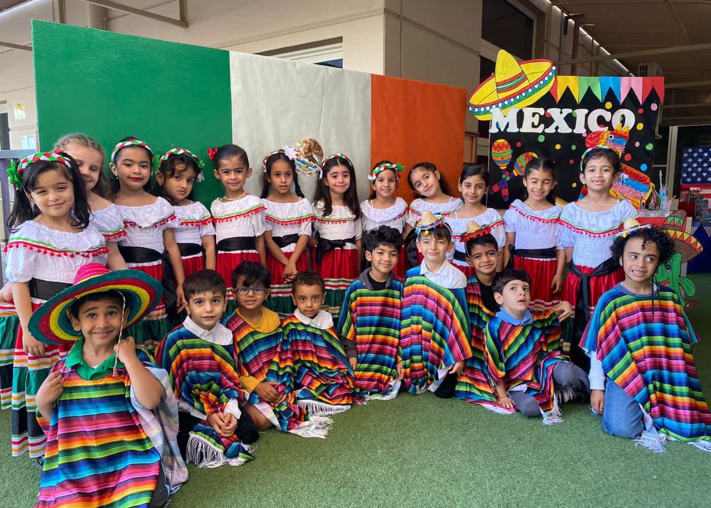 Elementary students of Abu Dhabi International School at the Global Markey Day event