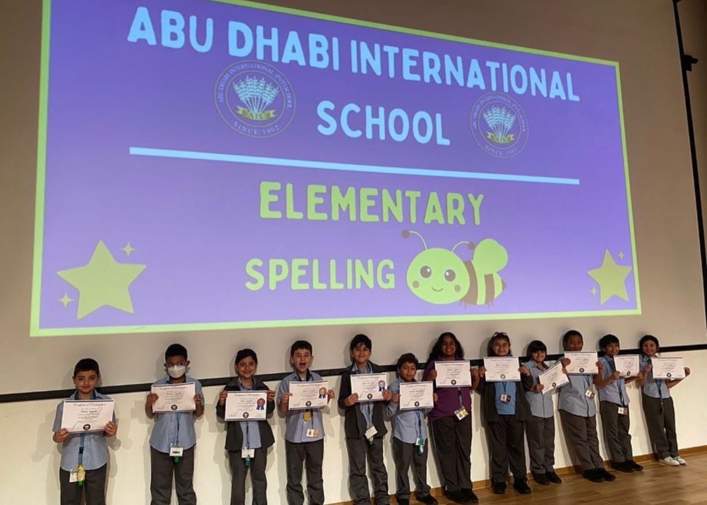 Elementary students of Abu Dhabi International School at the Spelling Bee event