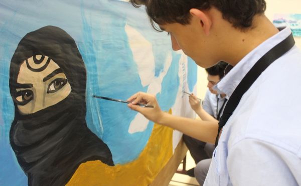 Student creating art at the Visual Arts lab of Abu Dhabi International School