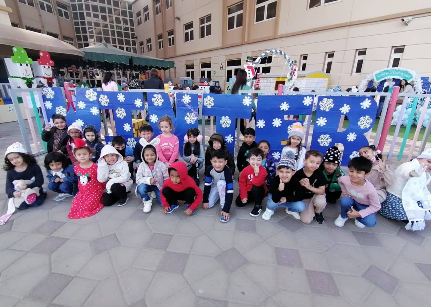 Students of Abu Dhabi International School at the Winter Wonderland event